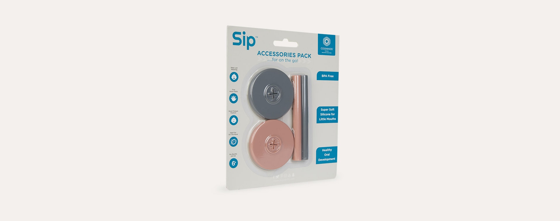 Blush Pink/ Slate Grey Cognikids Sip Accessory Pack