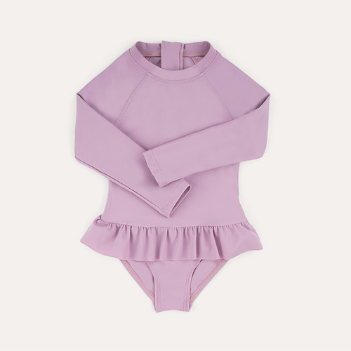 Mauve KIDLY Label Recycled Long Sleeve Swimsuit