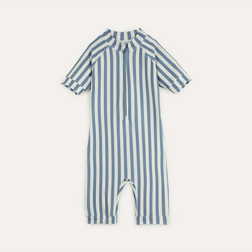 Blue Stripe KIDLY Label Recycled Sun Suit