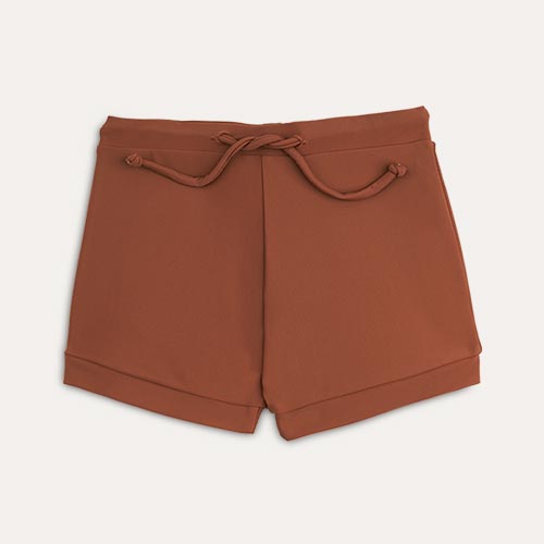 Rust KIDLY Label Recycled Swim Trunks