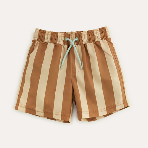 Rust Stripe KIDLY Label Recycled Swim Shorts