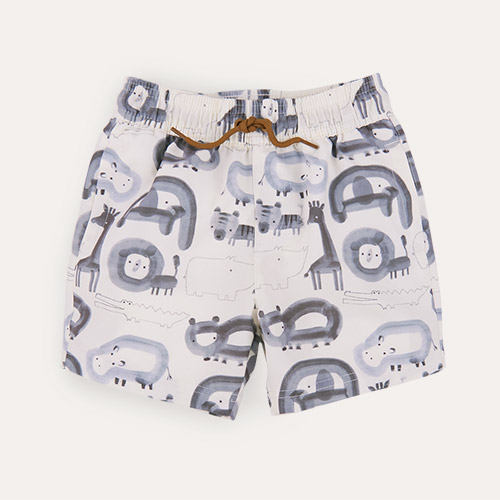 Grey Print KIDLY Label Recycled Swim Shorts