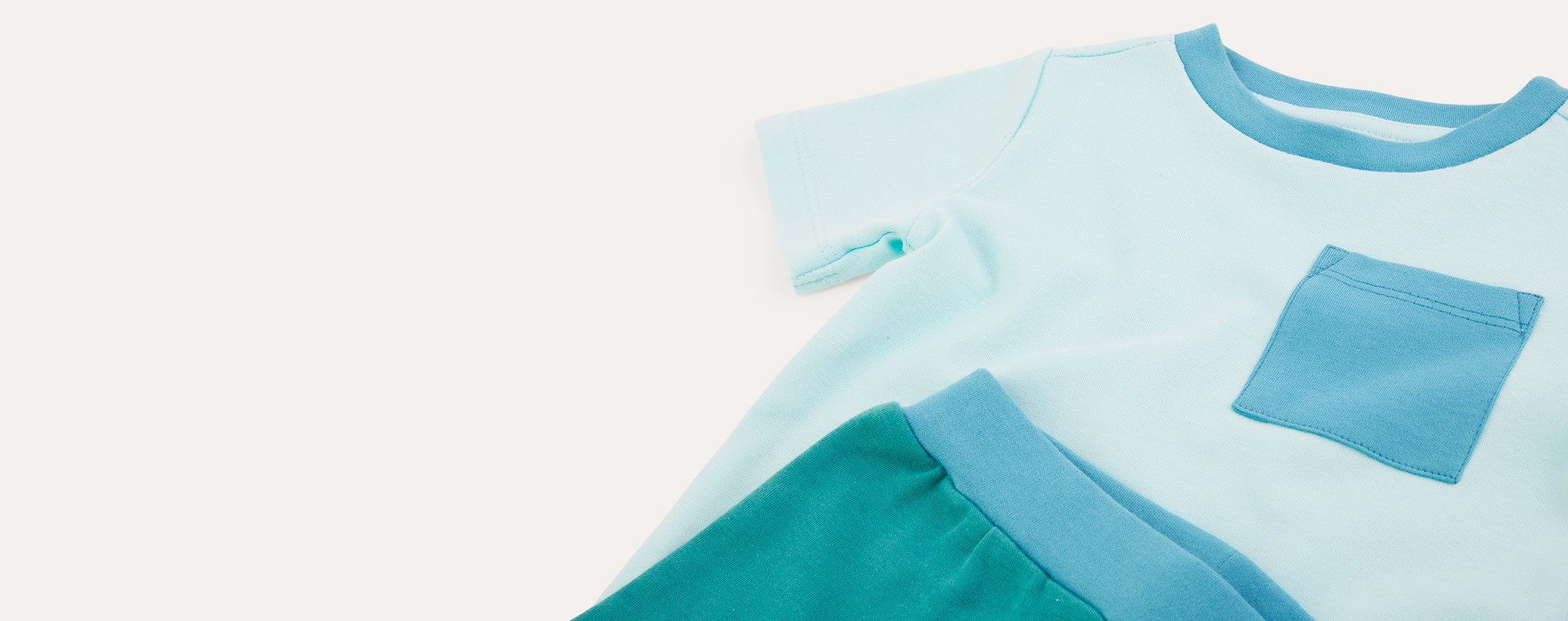 Aqua Tonal KIDLY Label Organic Short Sleeve Pyjamas