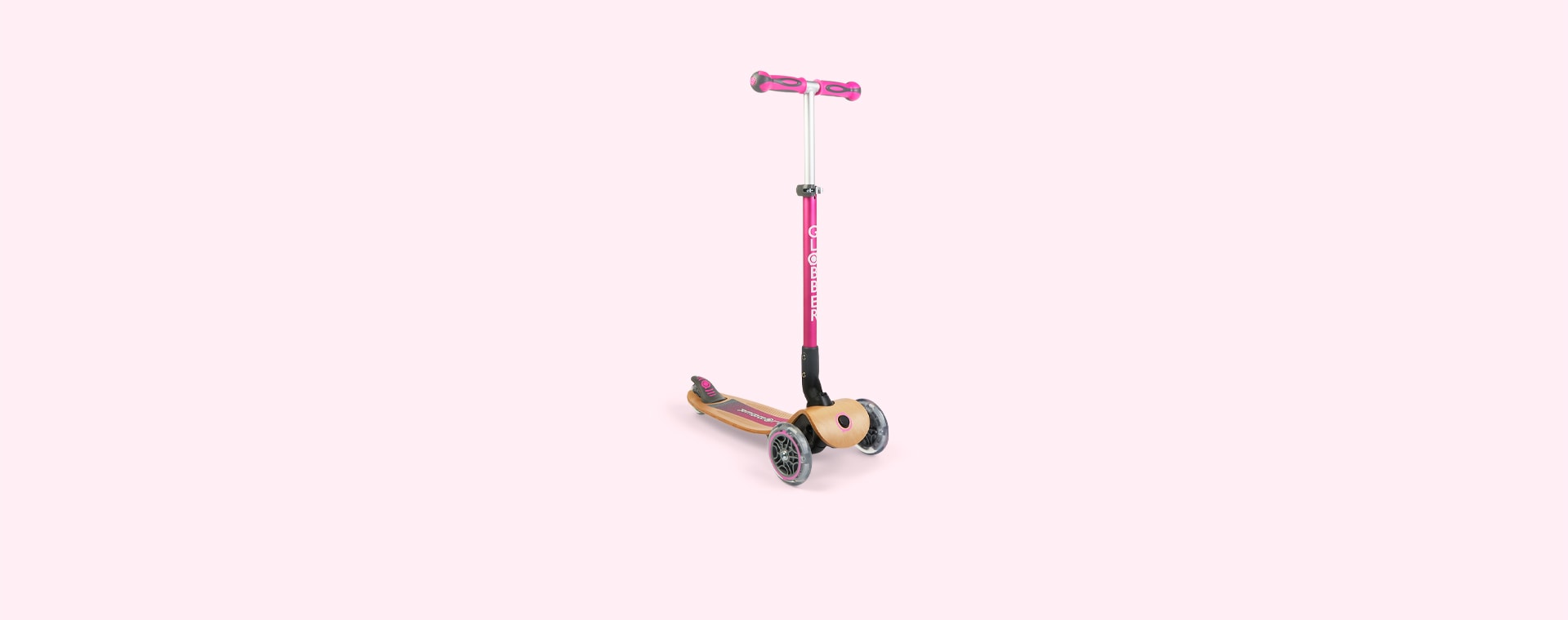 Deep Pink Globber Primo Foldable Wood Scooter