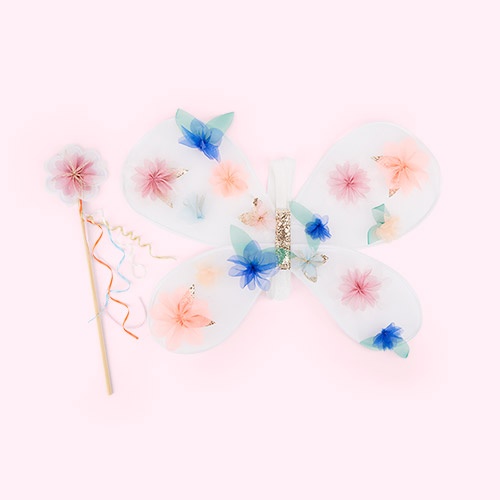Multi Meri Meri Organza Flower Wings & Wand