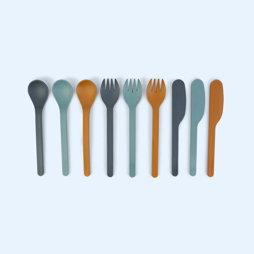 Whale Blue Multi Mix Liewood 9-Pack Ryan Cutlery Set