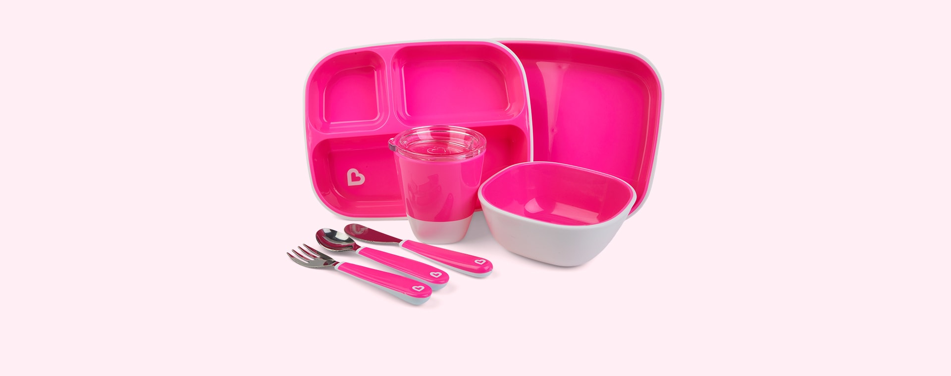 Pink Munchkin Colour Me Hungry Dining Set