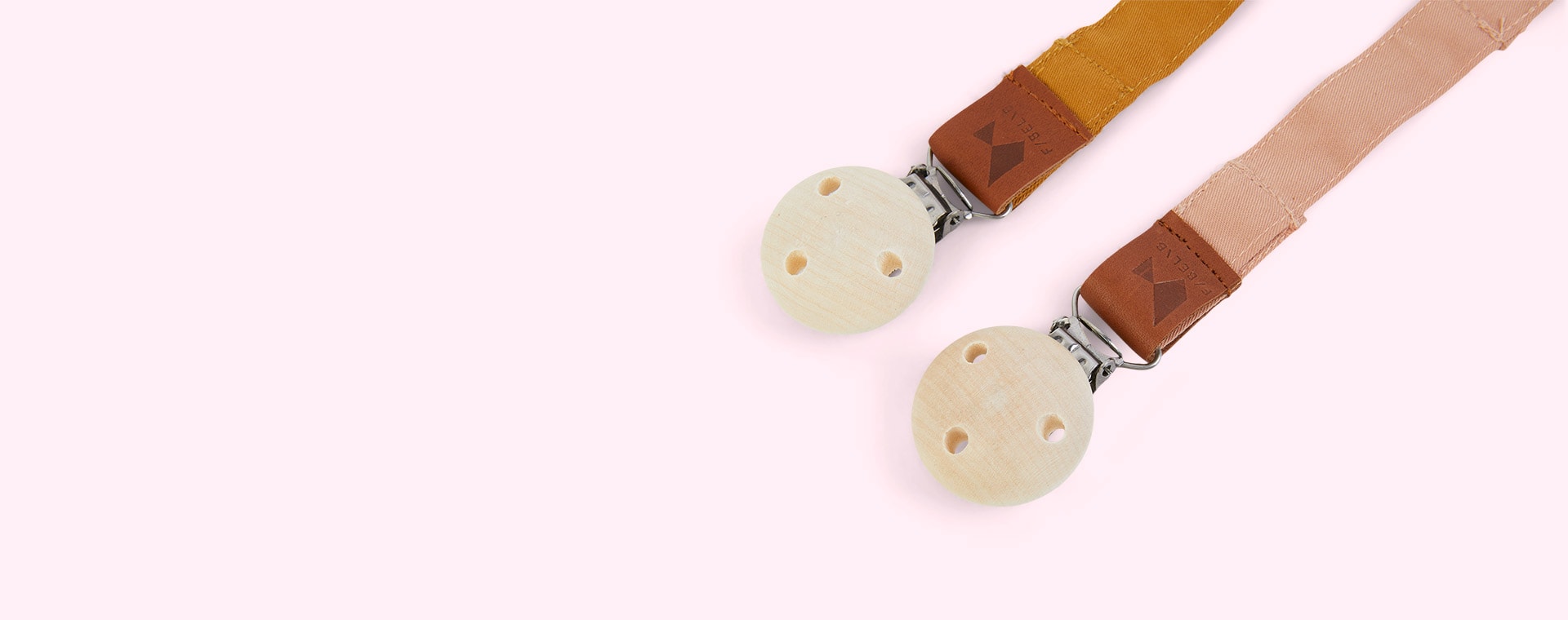 Ochre/Old Rose Fabelab 2-Pack Pacifier Strap