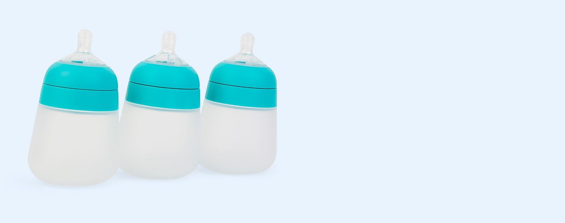 Teal nanobébé 3-Pack Flexy Silicone Baby Bottles