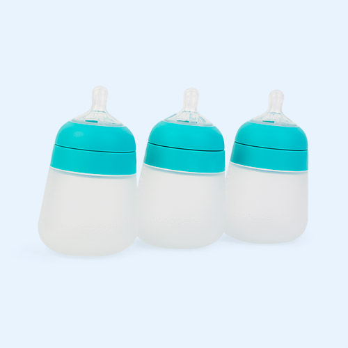 Teal nanobébé 3-Pack Flexy Silicone Baby Bottles