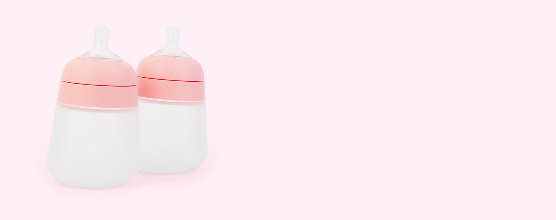 Pink nanobébé 2-Pack Flexy Silicone Baby Bottles