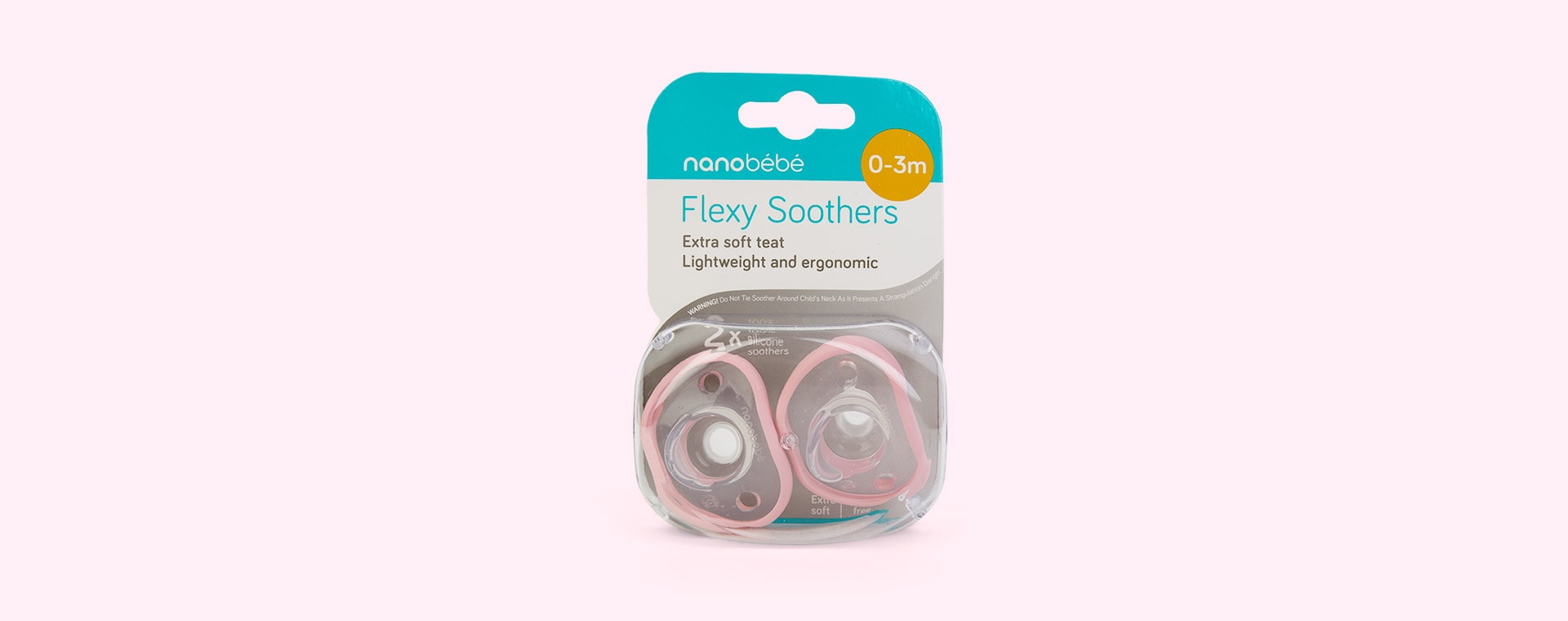 Pink nanobébé 2-Pack Flexy Soothers