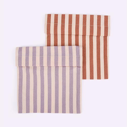 Terracotta/Lavendar Stripe Haps Nordic 2-Pack Sandwich Bag