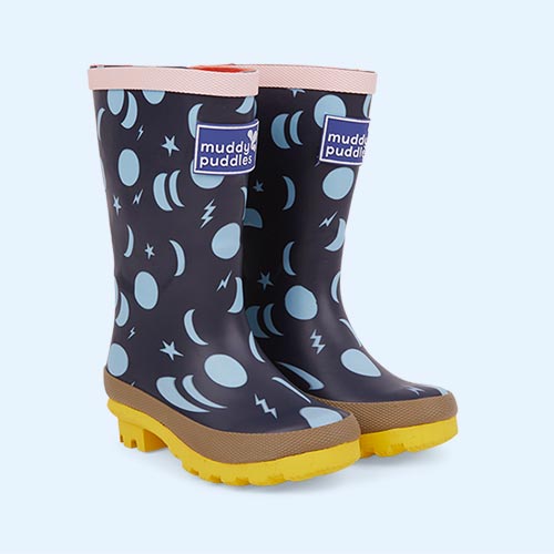 Dark Blue Moon Muddy Puddles Puddle Stomper Wellies