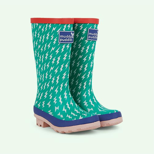 Green Lightning Muddy Puddles Puddle Stomper Wellies