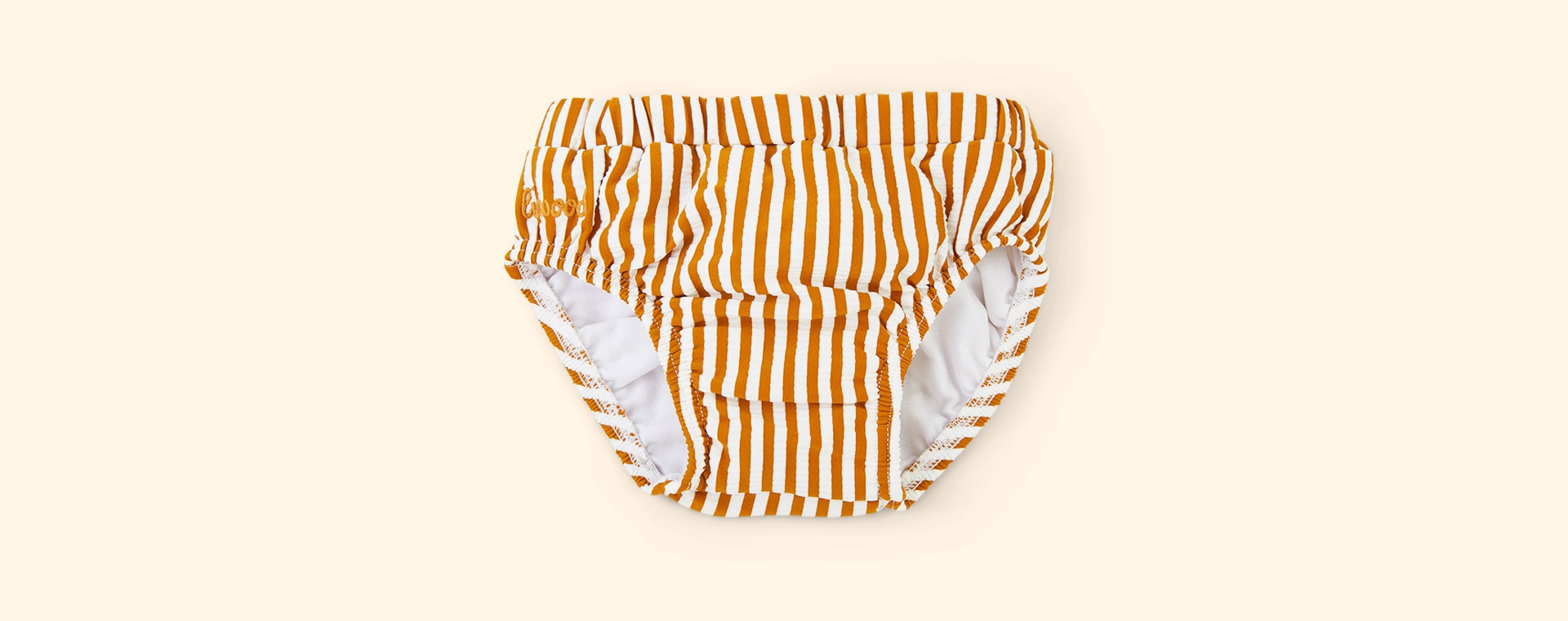 Mustard Stripe Liewood Frej Baby Swim Pants Seersucker