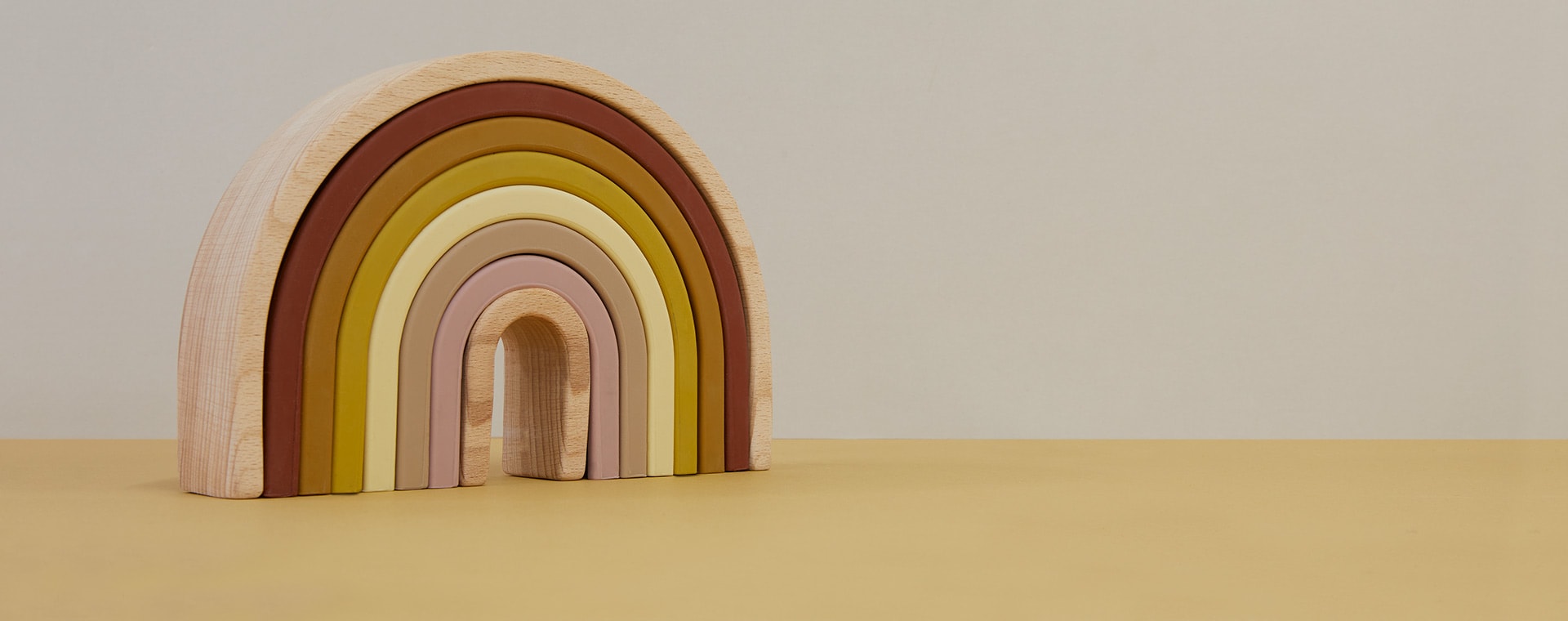 Nature KIDLY Label Silicone & Wood Rainbow