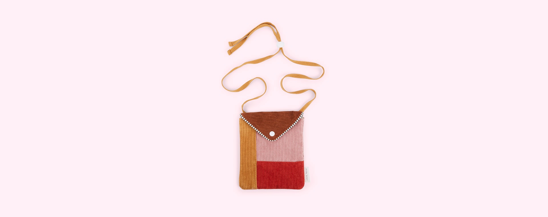 Dusty Pink and Marmalade Red Sticky Lemon Corduroy Wallet Bag