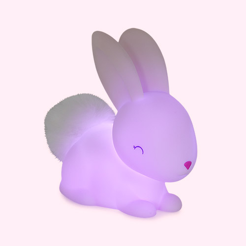 Pink Bunny With Furry Faux Fur Pom Tail Dhink Mini LED Night Light
