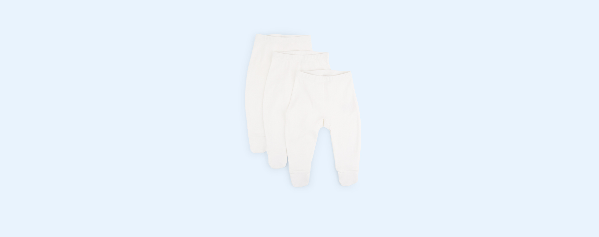 Cream Little Green Radicals 3-Pack Natural Footed Baby Trousers