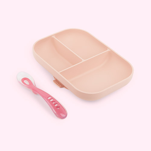 Pink Beaba Silicone Suction Compartment Plate
