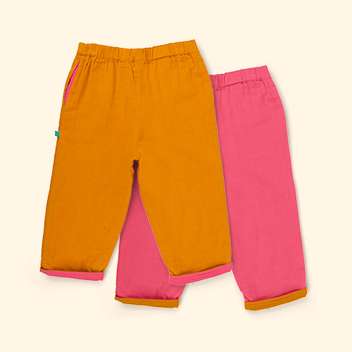 Gold & Pink Little Green Radicals Reversible Trousers