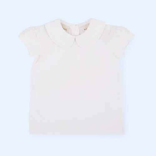 White Dotty Dungarees Peter Pan Collar T-shirt