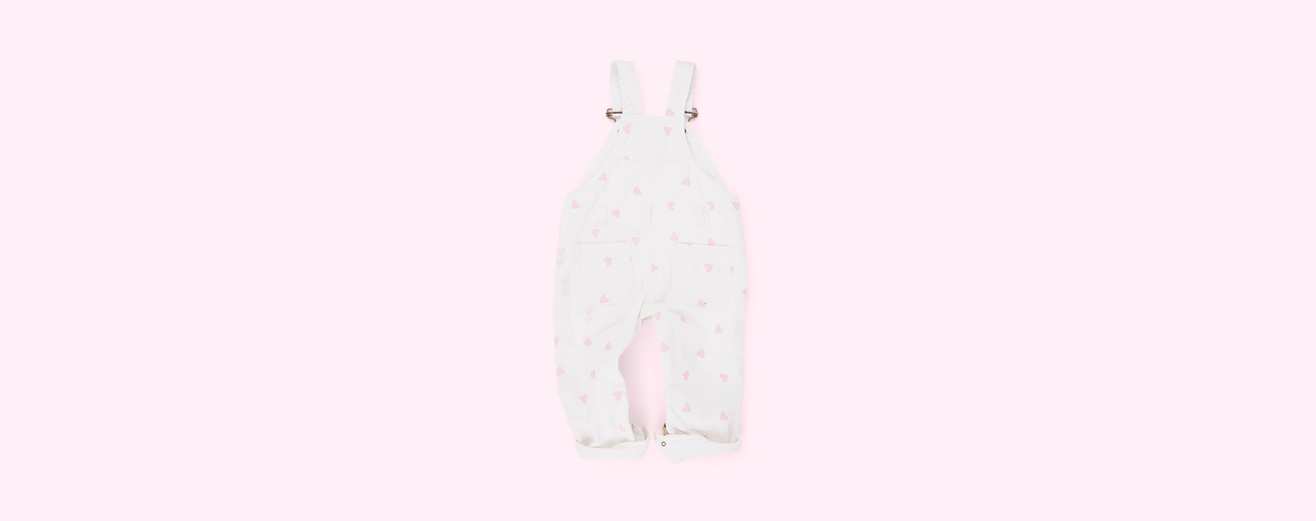 White Dotty Dungarees Pink Heart Dungarees