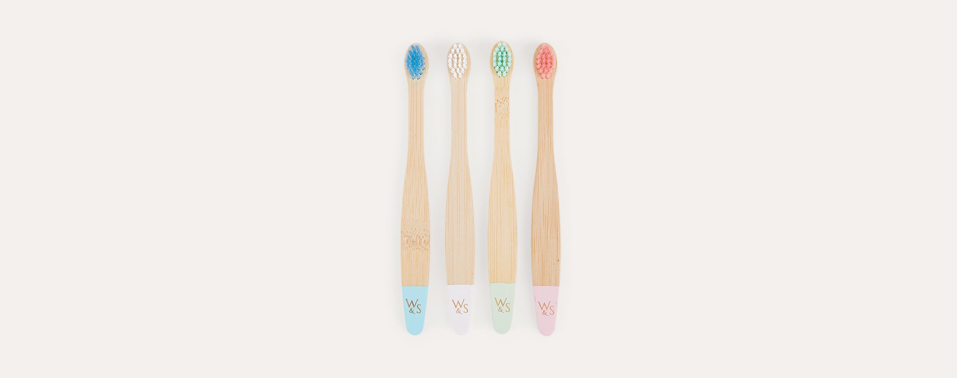 Blue, White, Pink & Green Wild & Stone 4-Pack Organic Baby Bamboo Toothbrush