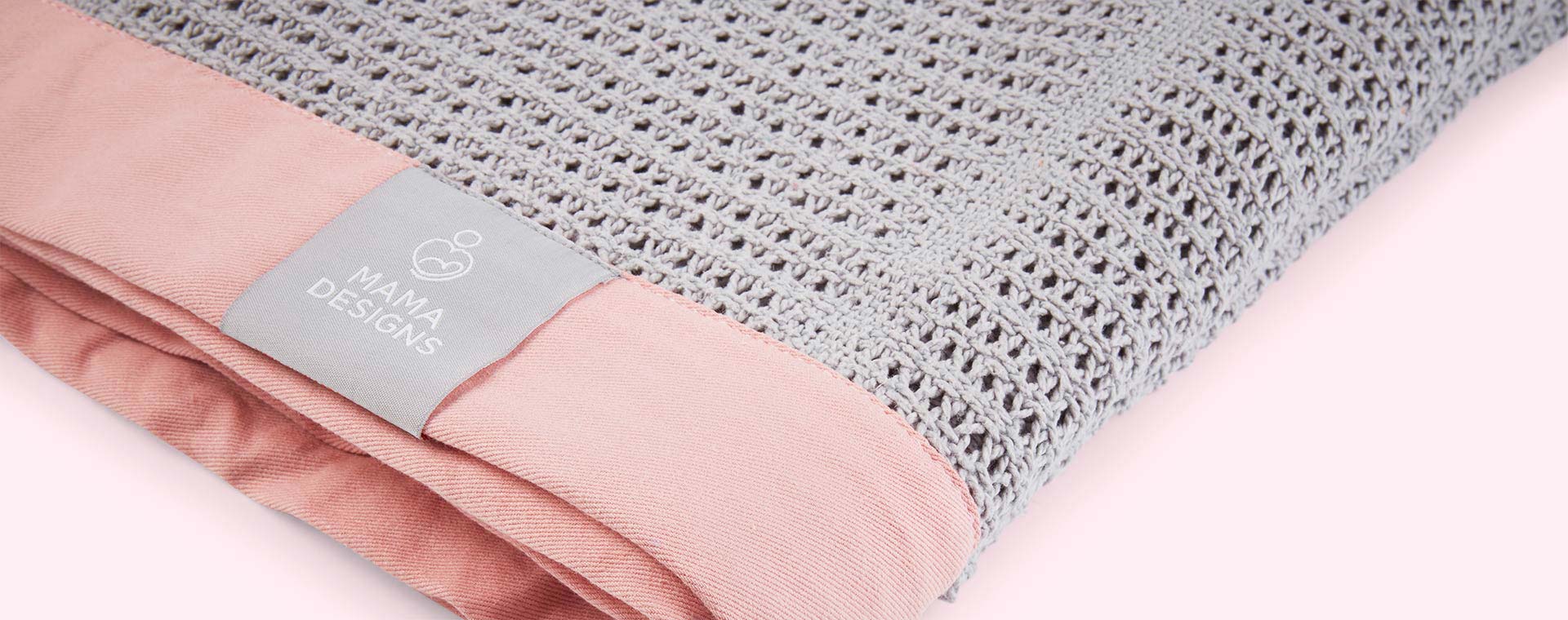 Grey and Pink Trim Mama Designs Cellular Blanket