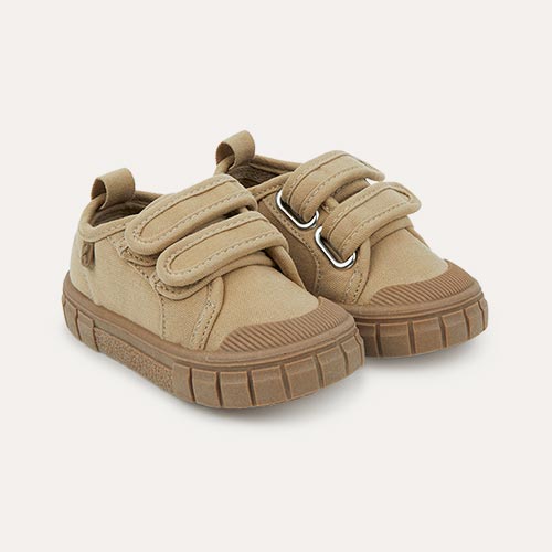 Sand KIDLY Label Canvas Trainers