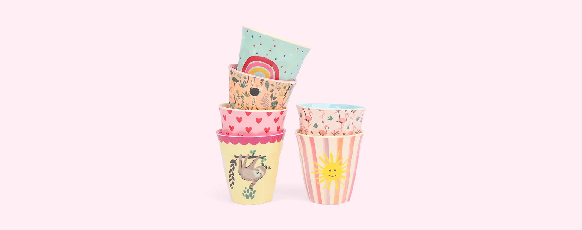 Funky Pink Prints Rice Kids Melamine Printed Cup Set
