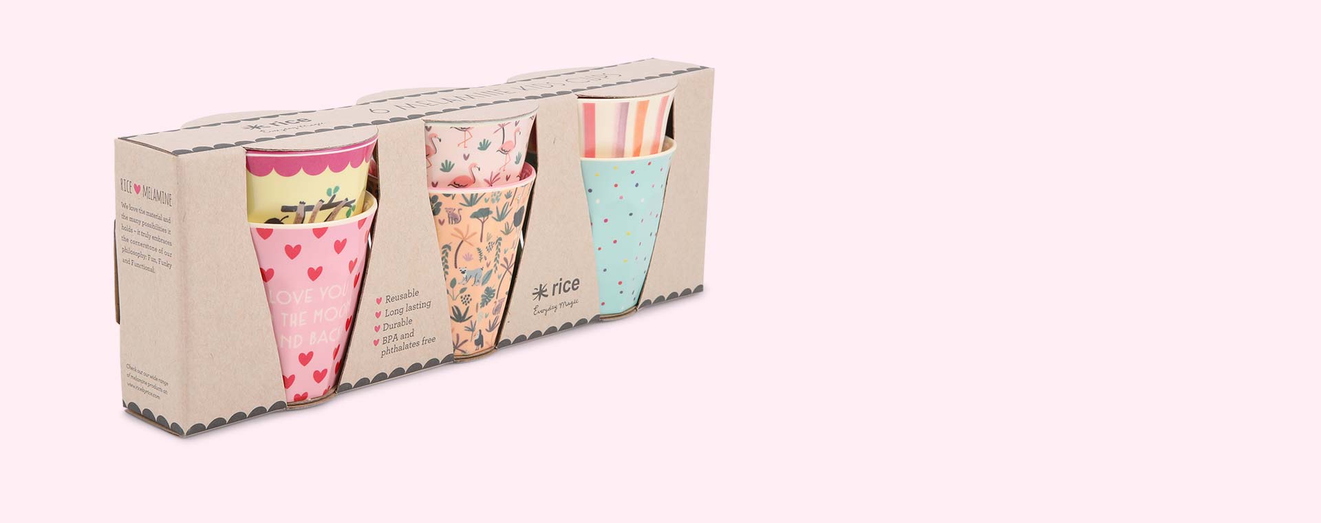 Funky Pink Prints Rice Kids Melamine Printed Cup Set