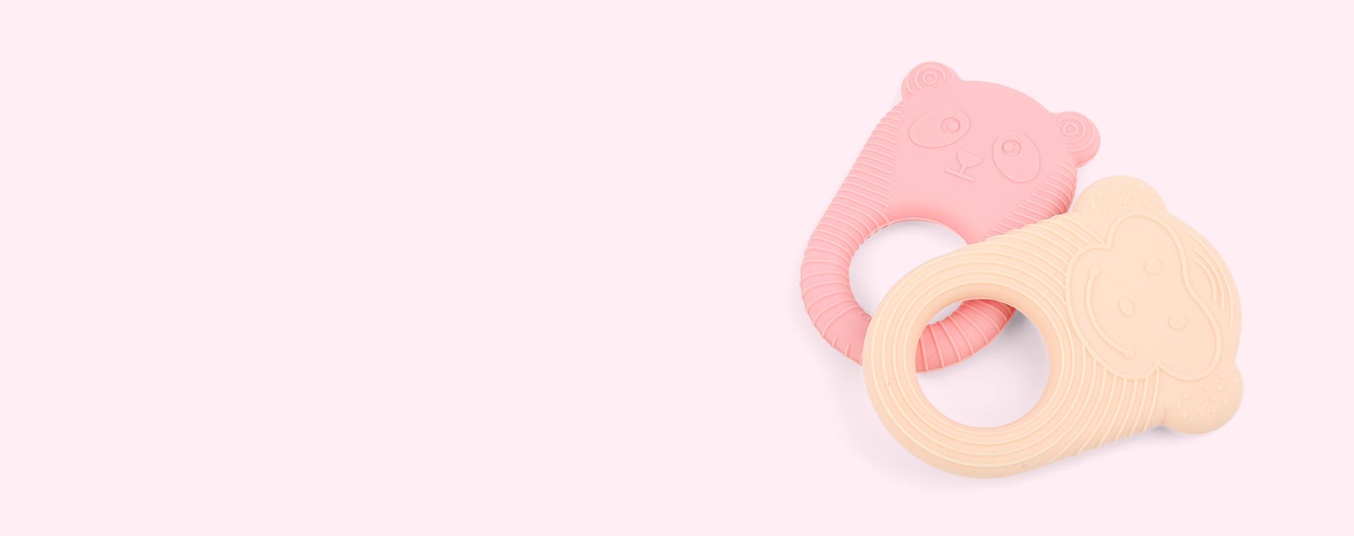 Nelson & Ling Ling Vanilla / Coral OYOY 2-Pack Animal Baby Teether