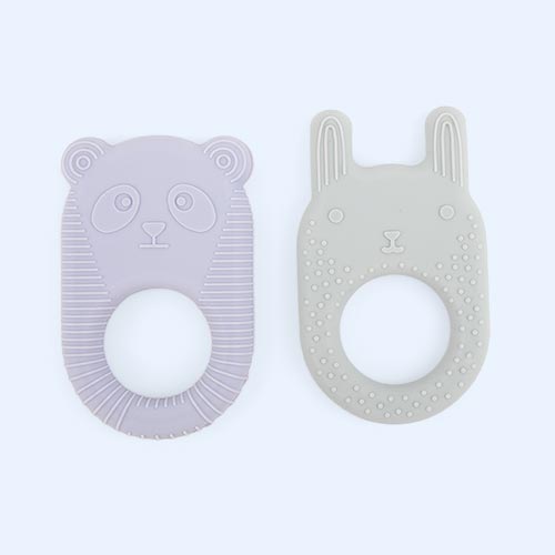 Ninka & Ling Ling Pale Mint / Dusty Blue OYOY 2-Pack Animal Baby Teether