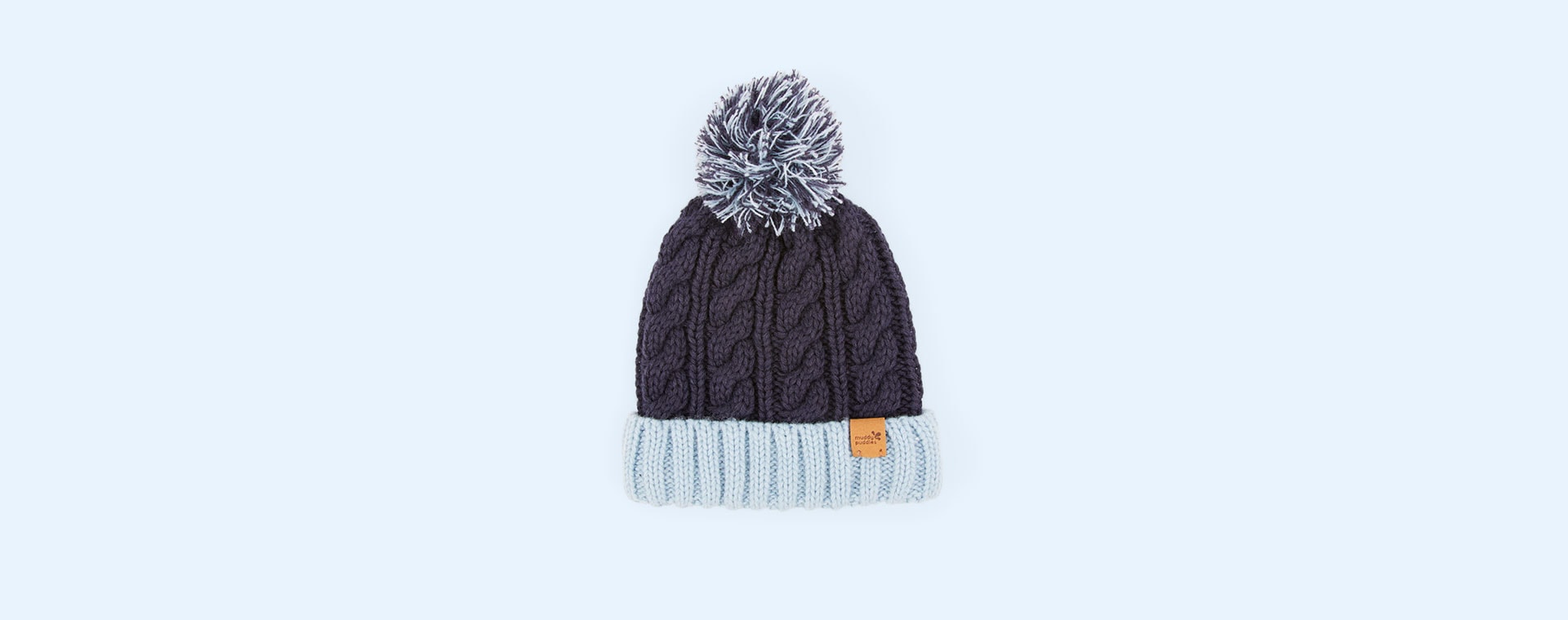 Blue Muddy Puddles Cable Knit Beanie