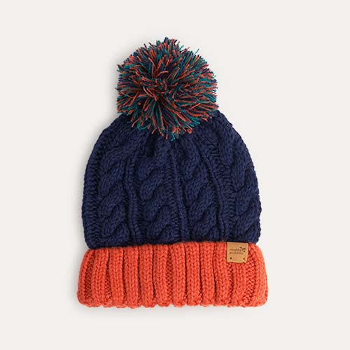 Navy/Ochre Muddy Puddles Cable Knit Beanie