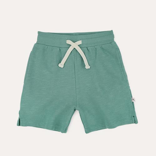 Sea Green KIDLY Label Organic Easy Shorts