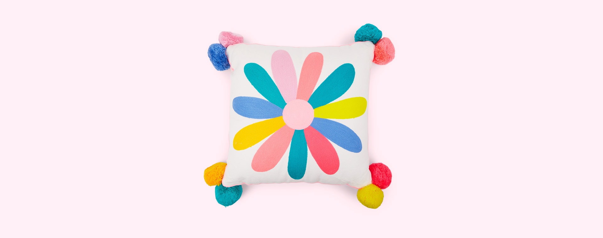 Multi Bombay Duck Flora Daisy Embroidered Cushion