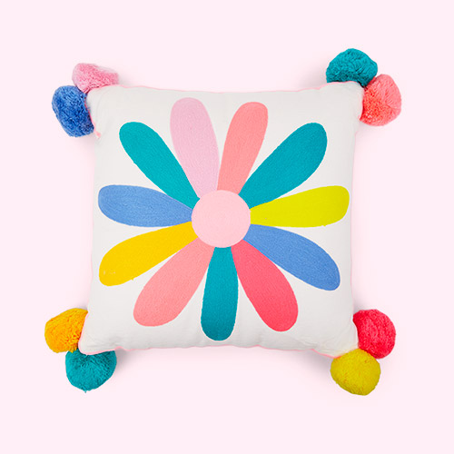 Multi Bombay Duck Flora Daisy Embroidered Cushion