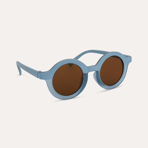 Stone Blue KIDLY Label Round Sustainable Sunglasses