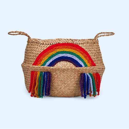 Multi Bellybambino Extra Large Vivid Tassel Rainbow Basket
