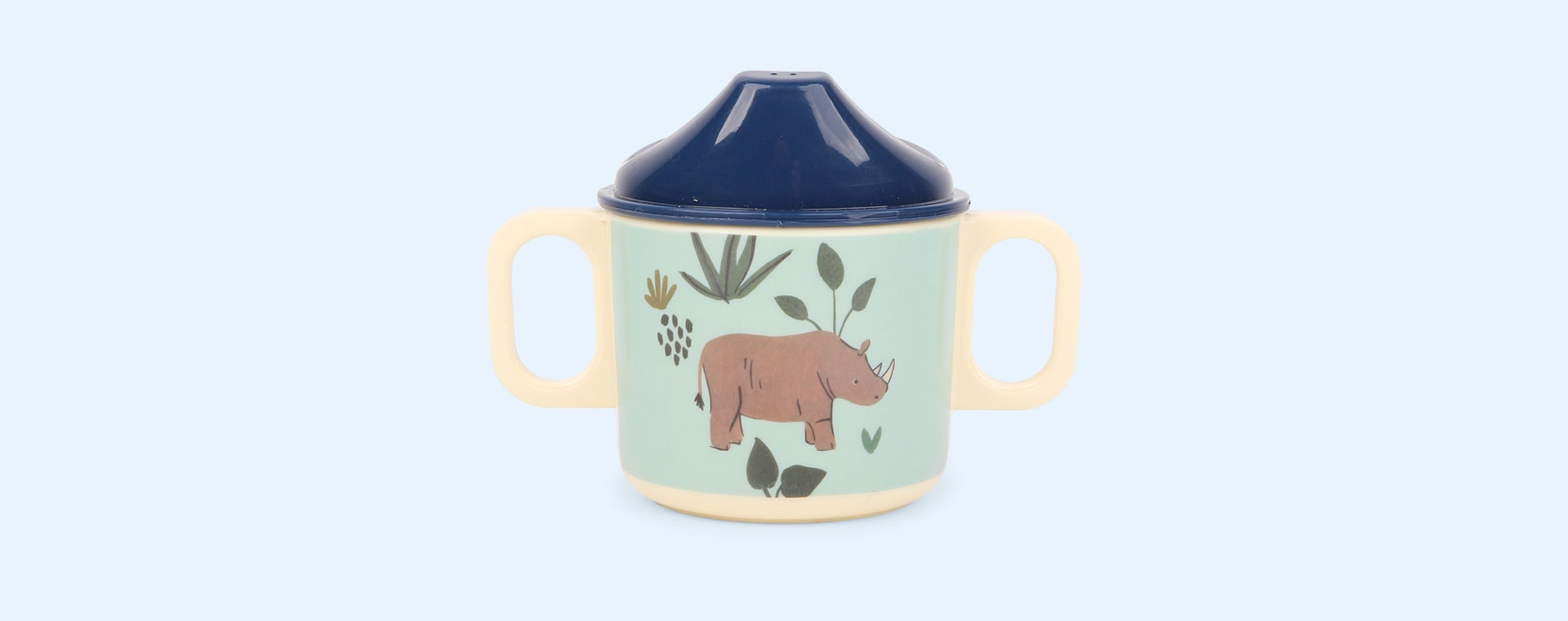 Jungle Animals Blue Rice Baby 2 Handle Melamine Cup