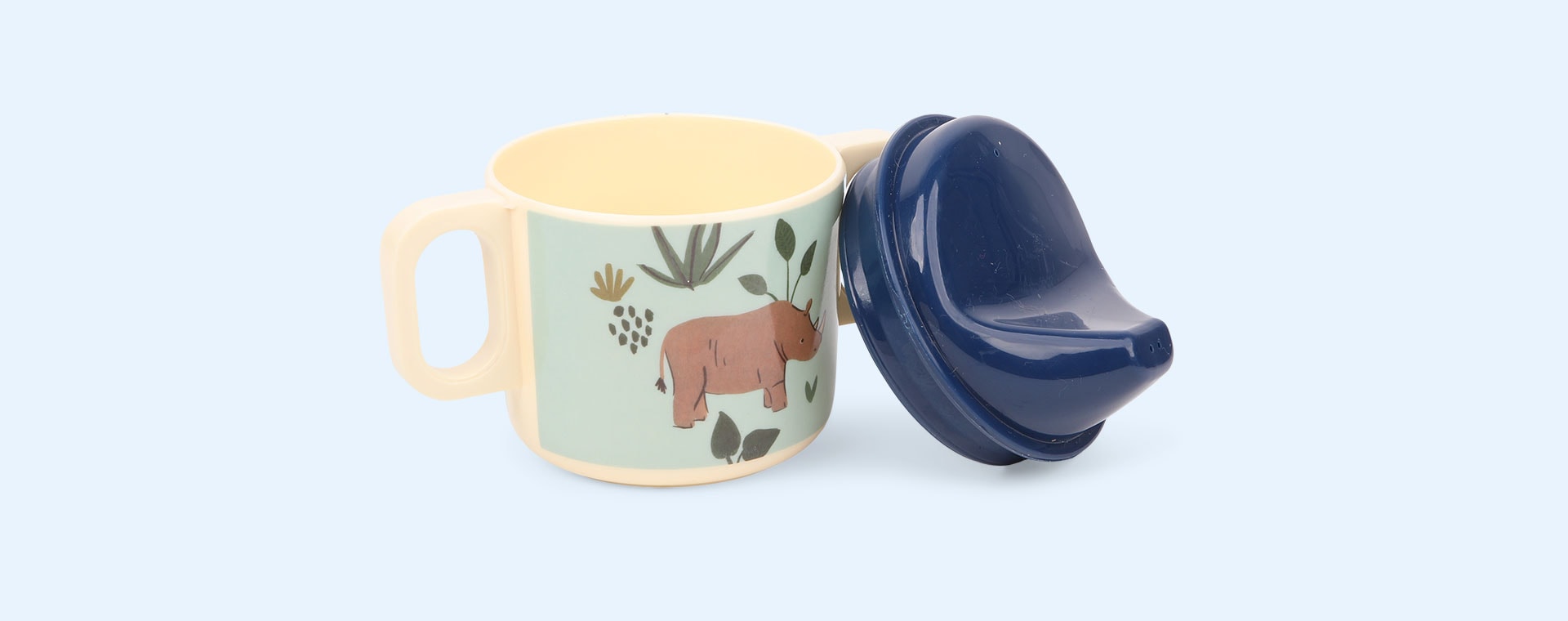 Jungle Animals Blue Rice Baby 2 Handle Melamine Cup