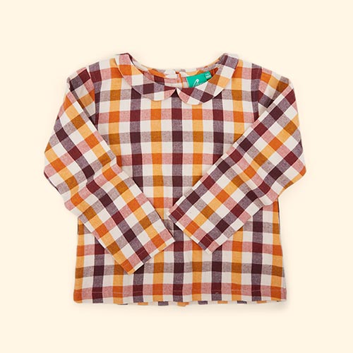 Autumn Leaves Little Green Radicals Checked Peter Pan Collar Blouse
