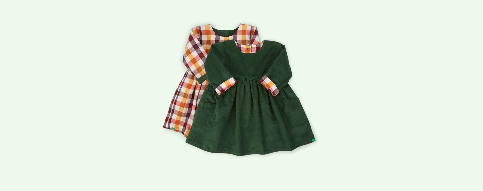Vintage Green Little Green Radicals Day After Day Reversible Corduroy Pocket Dress