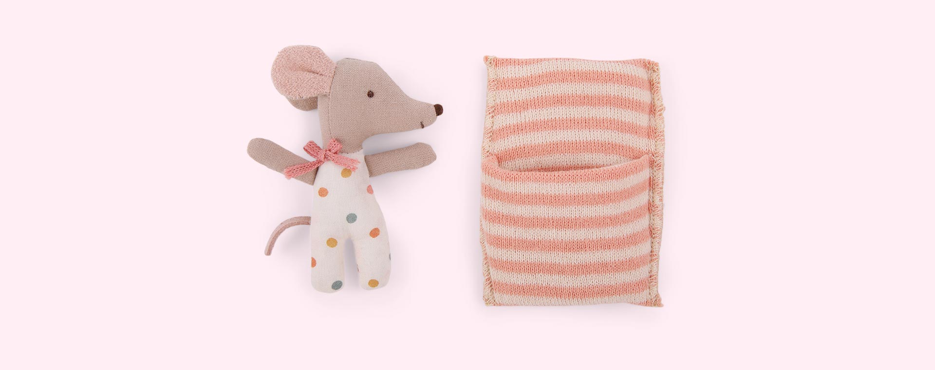 Pink Maileg Sleepy Wakey Baby Girl Mouse In a Matchbox