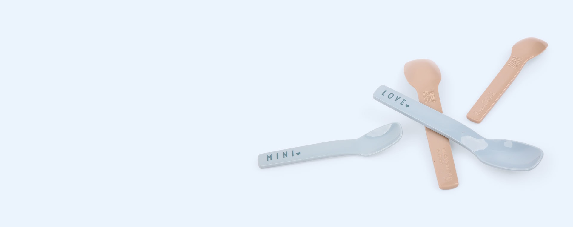 Light Blue / Beige Design Letters Mini Favourite Spoon Set