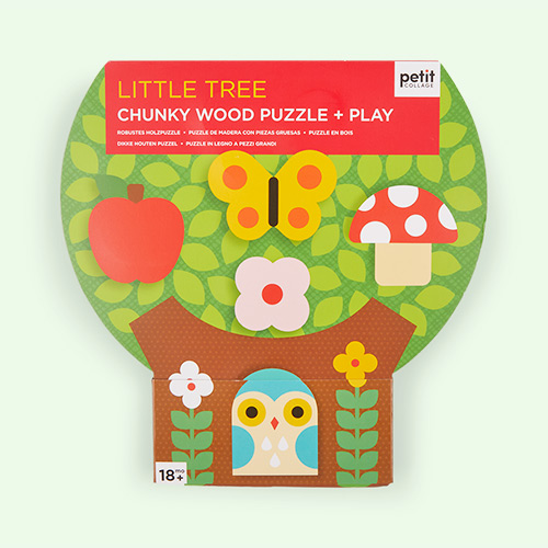 Multi Petit Collage Little Tree Chunky Wood Puzzle + Play