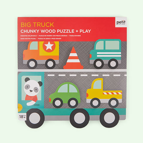 Multi Petit Collage Big Truck Chunky Wood Puzzle + Play